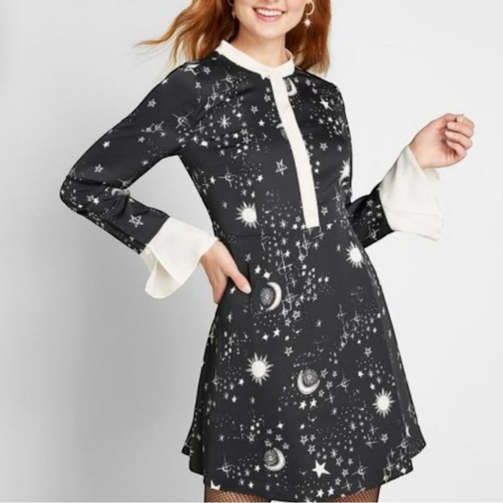 ModCloth Dress 2 Mini XS Retro Celestial Romance Dress Long Sleeve Whimsigoth
